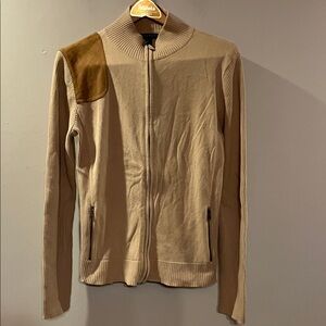 Lauren Ralph Lauren Beige Sweater with Suede Detail